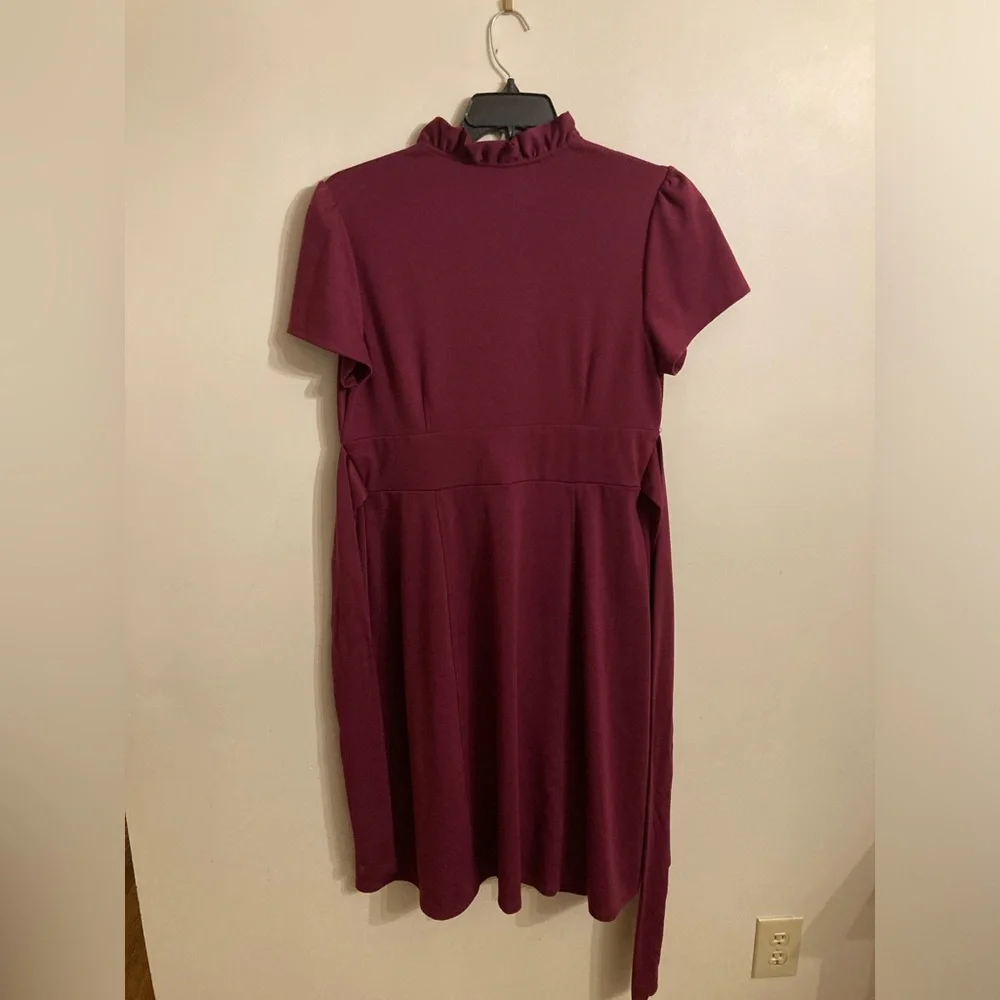 SALE❗️Lane Bryant Women’s Plus Size 16 Midi Wrap Dress / Burgundy Wine / EUC - Picture 2 of 9